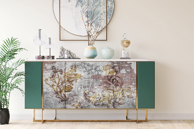 Decoratiefolie Oude muurschildering met bloemenmotief