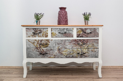 Decoratiefolie Oude muurschildering met bloemenmotief