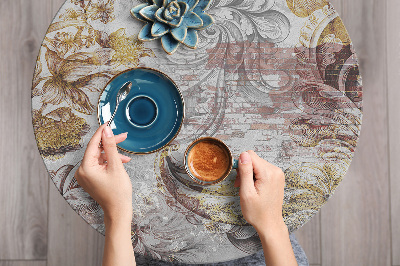 Decoratiefolie Oude muurschildering met bloemenmotief