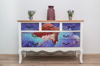 Decoratiefolie Berg golven in Aziatische stijl