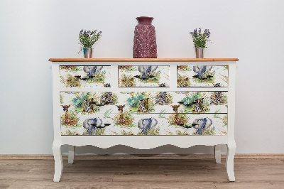 Decoratiefolie Leeuw, giraffe, zebra, olifant