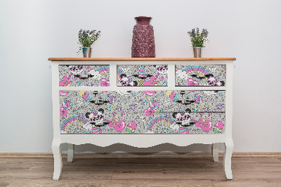 Decoratiefolie Panda regenboog diamanten