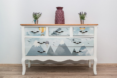 Decoratiefolie Vliegtuig en ballonnen