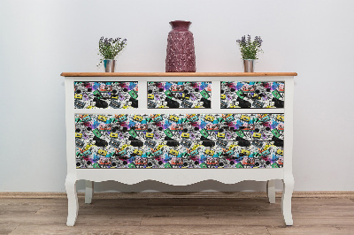 Decoratiefolie Retro muziekcassettes boombox