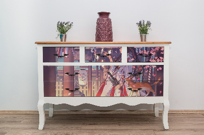 Meubelfolie Anime meisje en kat