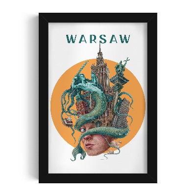 Schilderij met zwarte lijst Warschau