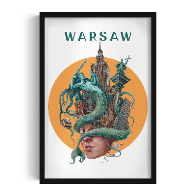 Schilderij met zwarte lijst Warschau