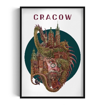 Schilderij met zwarte lijst Krakau