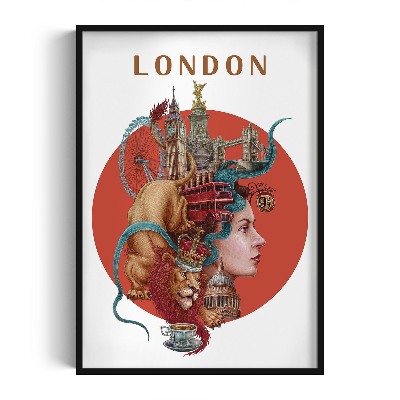 Schilderij met zwarte lijst Londen