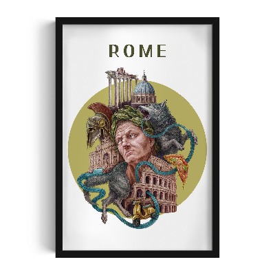 Schilderij met zwarte lijst Rome