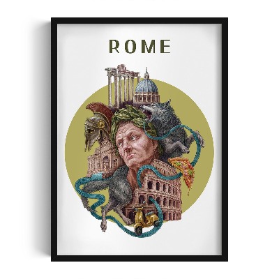 Schilderij met zwarte lijst Rome