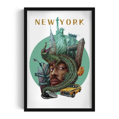 Schilderij met zwarte lijst New York