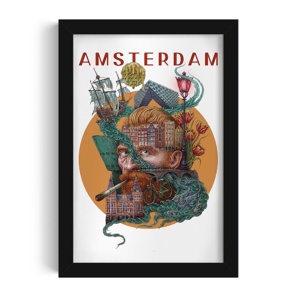 Schilderij met zwarte lijst Amsterdam