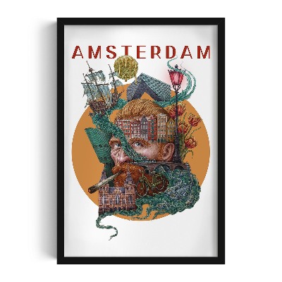 Schilderij met zwarte lijst Amsterdam