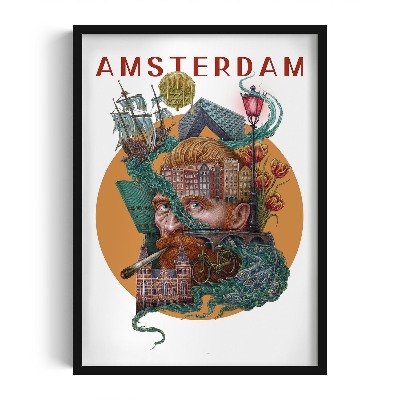 Schilderij met zwarte lijst Amsterdam