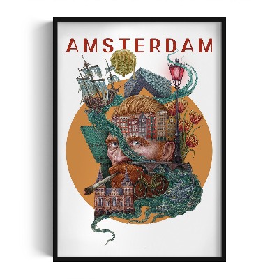 Schilderij met zwarte lijst Amsterdam