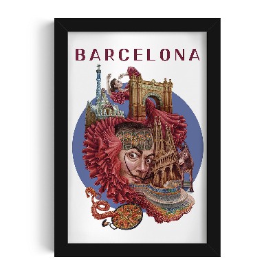 Schilderij met zwarte lijst Barcelona