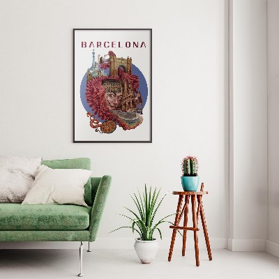 Schilderij met zwarte lijst Barcelona
