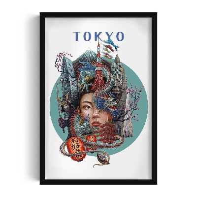 Schilderij met zwarte lijst Tokio