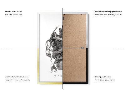 Schilderij met zwarte lijst Warschau Zwart-Wit