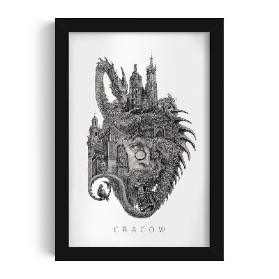 Schilderij met zwarte lijst Krakau Zwart-Wit