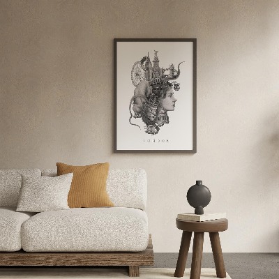 Schilderij met zwarte lijst Londen Zwart-Wit