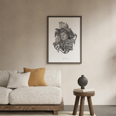 Schilderij met zwarte lijst Rome Zwart-Wit