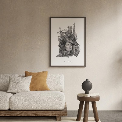 Schilderij met zwarte lijst Parijs Zwart-Wit