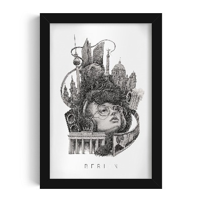 Schilderij met zwarte lijst Berlijn Zwart-Wit