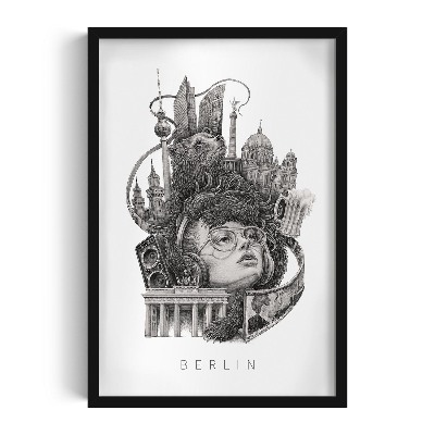 Schilderij met zwarte lijst Berlijn Zwart-Wit