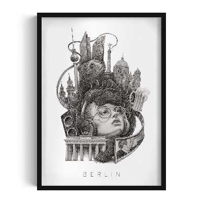 Schilderij met zwarte lijst Berlijn Zwart-Wit