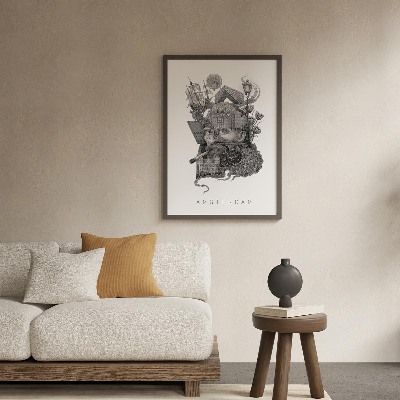 Schilderij met zwarte lijst Amsterdam Zwart-Wit