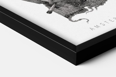 Schilderij met zwarte lijst Amsterdam Zwart-Wit