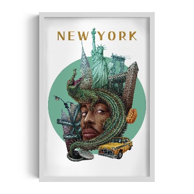 Schilderij met witte lijst New York