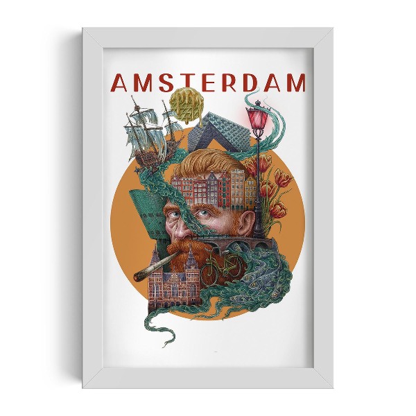 Schilderij met witte lijst Amsterdam