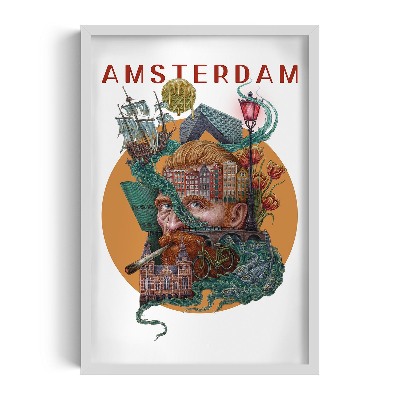 Schilderij met witte lijst Amsterdam