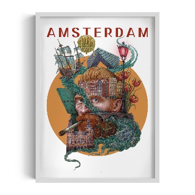Schilderij met witte lijst Amsterdam