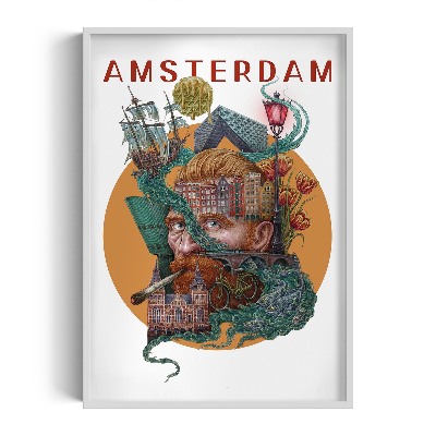 Schilderij met witte lijst Amsterdam