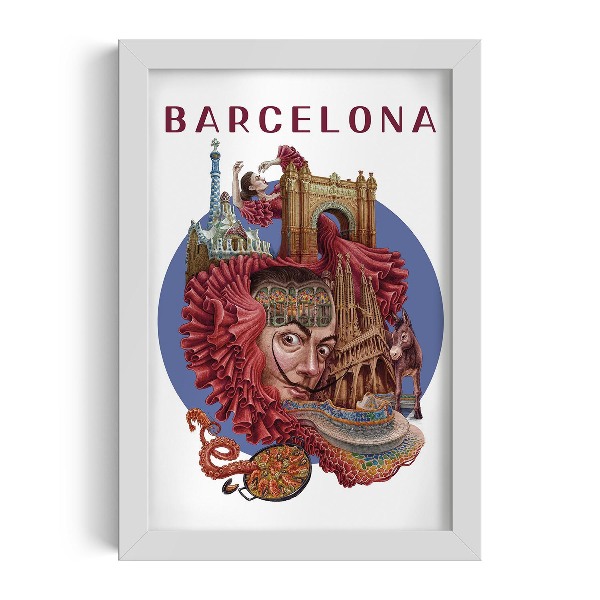 Schilderij met witte lijst Barcelona