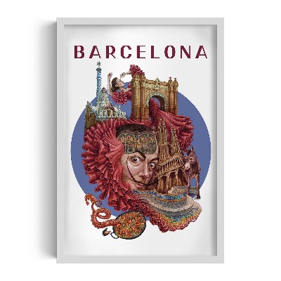 Schilderij met witte lijst Barcelona