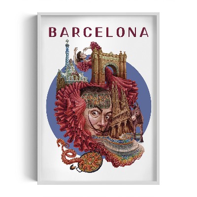 Schilderij met witte lijst Barcelona