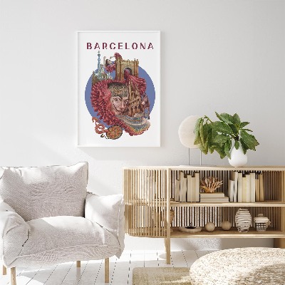 Schilderij met witte lijst Barcelona