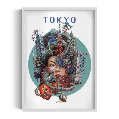 Schilderij met witte lijst Tokio