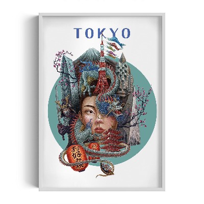 Schilderij met witte lijst Tokio