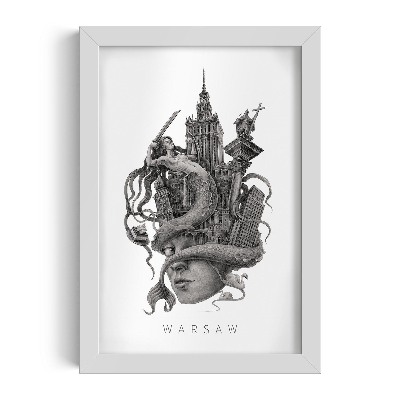 Schilderij met witte lijst Warschau Zwart-Wit