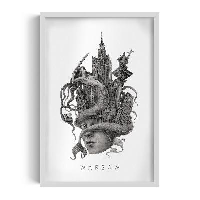 Schilderij met witte lijst Warschau Zwart-Wit
