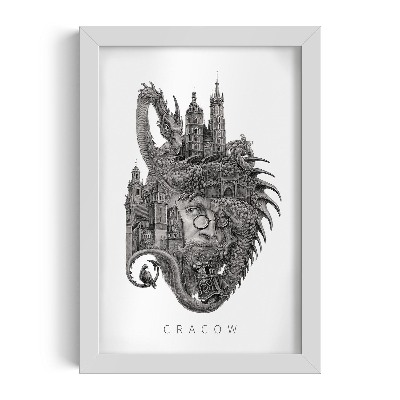Schilderij met witte lijst Krakau Zwart-Wit