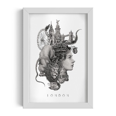 Schilderij met witte lijst Londen Zwart-Wit
