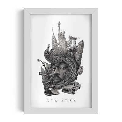 Schilderij met witte lijst New York Zwart-Wit