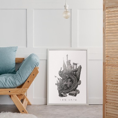 Schilderij met witte lijst New York Zwart-Wit